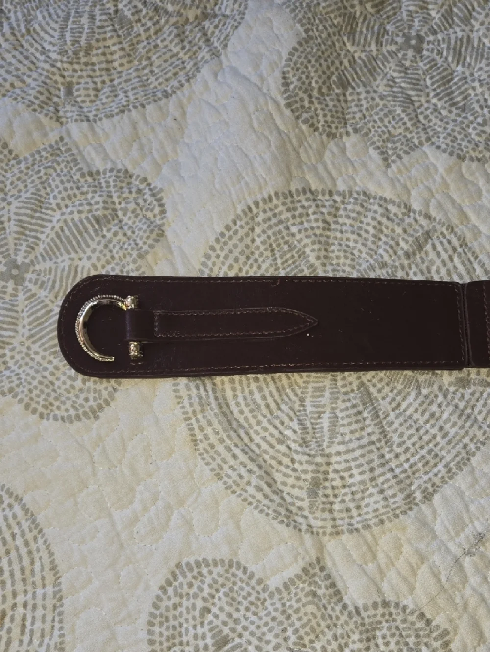 Wide Brown Elastic Waist Belt with Metallic Buckle - Picture 4 of 6
